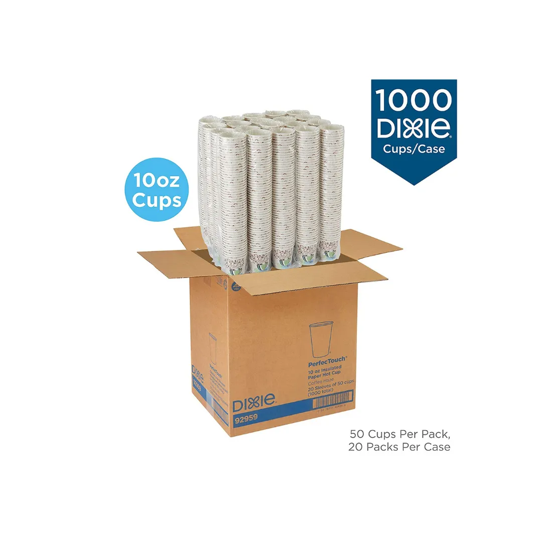 1,000 Dixie PerfecTouch 10 oz. Insulated Paper Hot Coffee Cups