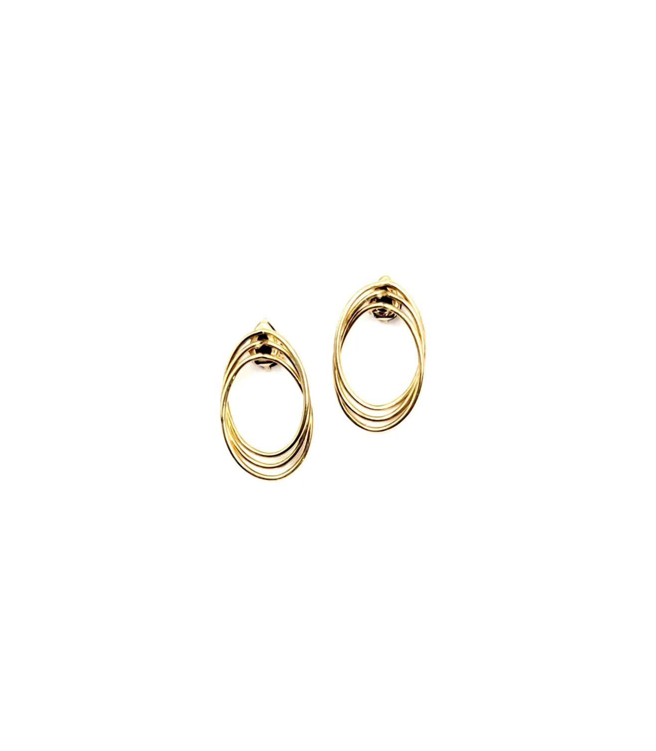 10k Yellow Gold Pear Shapped Garrnett 3 Oval Loop Earings