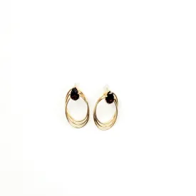 10k Yellow Gold Pear Shapped Garrnett 3 Oval Loop Earings