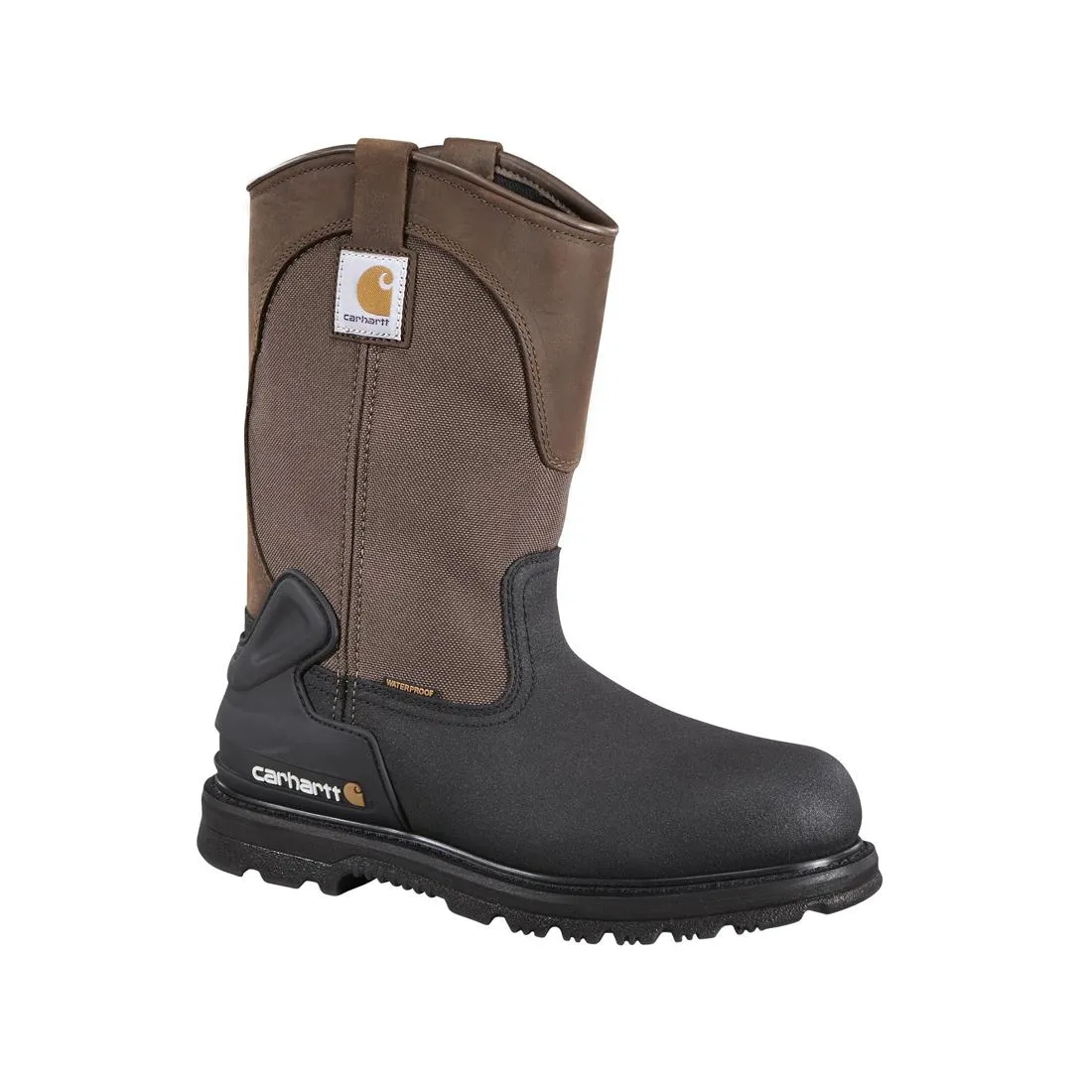 11" Heritage Steel-Toe Waterproof Insulated Pull-On Wellington Work Boot Dark Brown/Black