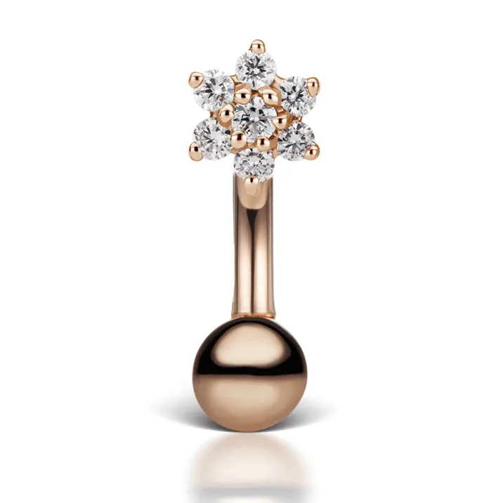 14K Flower Topped Belly Ring by Maria Tash in Rose Gold