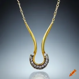 14K T/T A.I. Freeform U Diamond Fashion Pendant