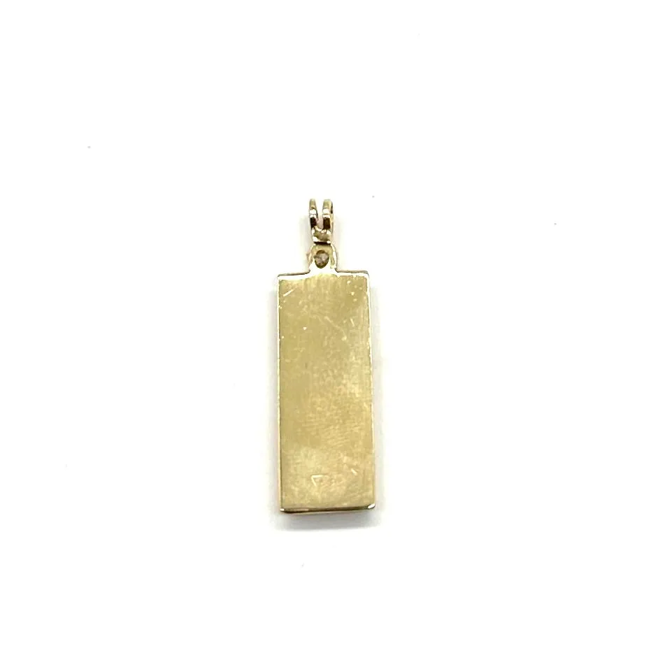 14k Yellow Gold Bar Pendant W/ 5 Ptw Diamond Accent