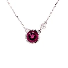 14KWG Round Garnet And Diamond Fashion Pendant (Under $1k)