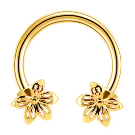 16G/18G Gold Flower Helix Earring Horseshoe Septum Ring