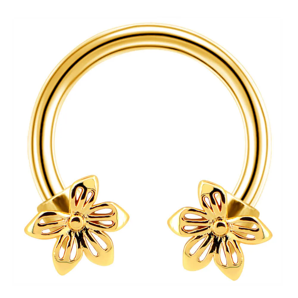 16G/18G Gold Flower Helix Earring Horseshoe Septum Ring