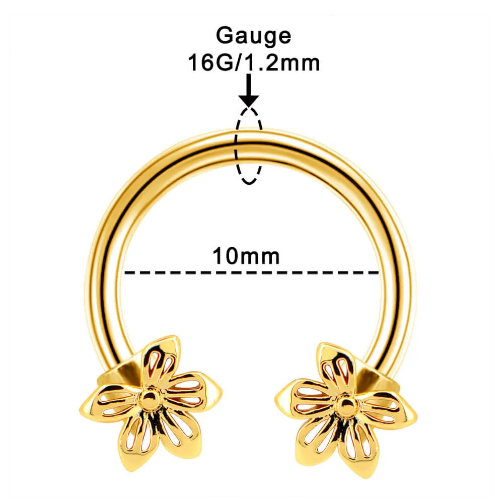 16G/18G Gold Flower Helix Earring Horseshoe Septum Ring