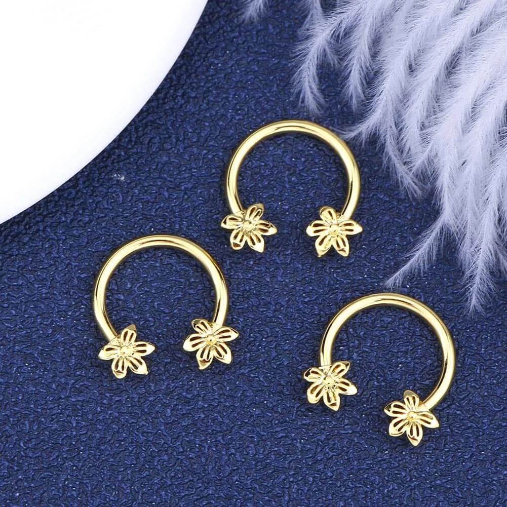 16G/18G Gold Flower Helix Earring Horseshoe Septum Ring