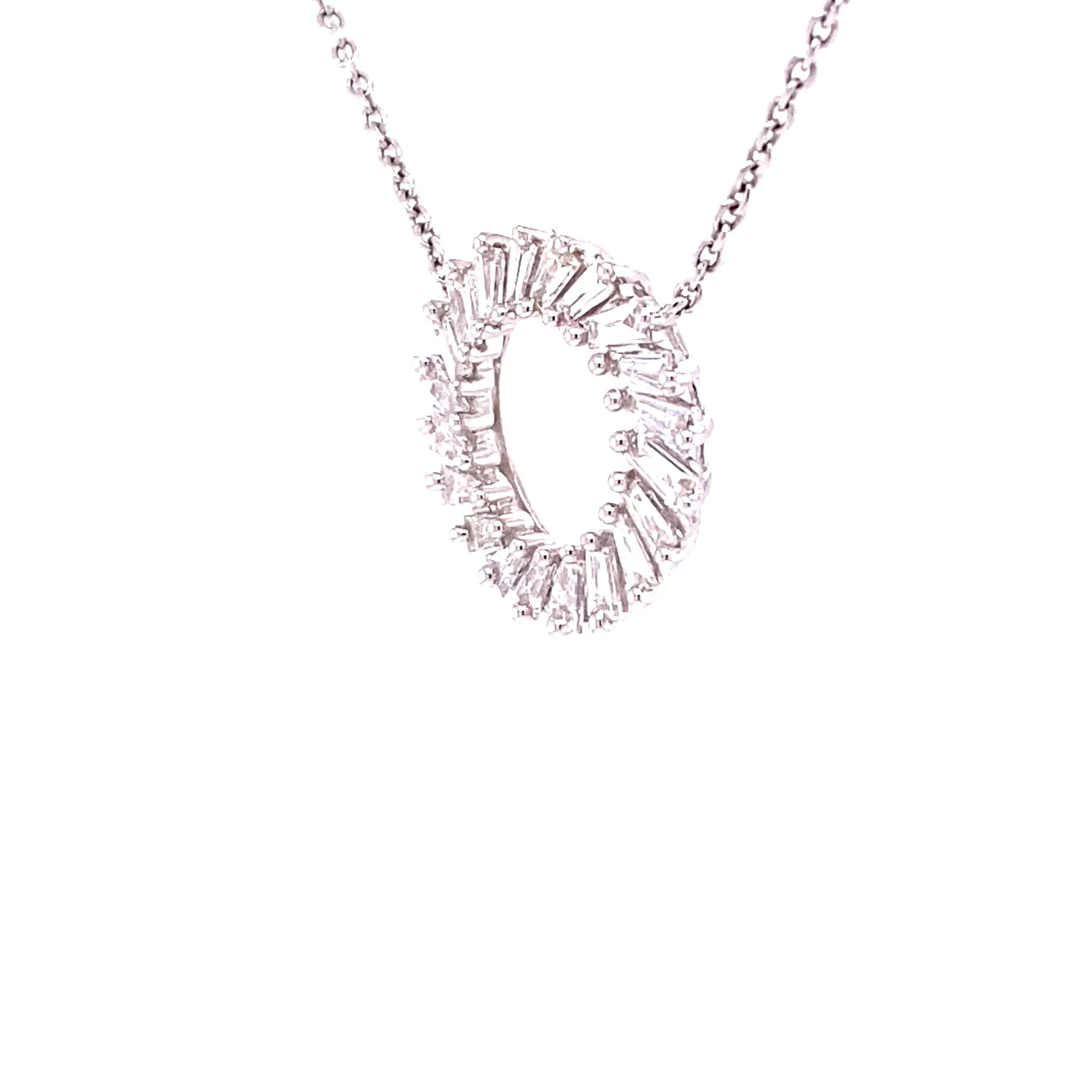 18KW Baguette Diamond Circular Fashion Pendant