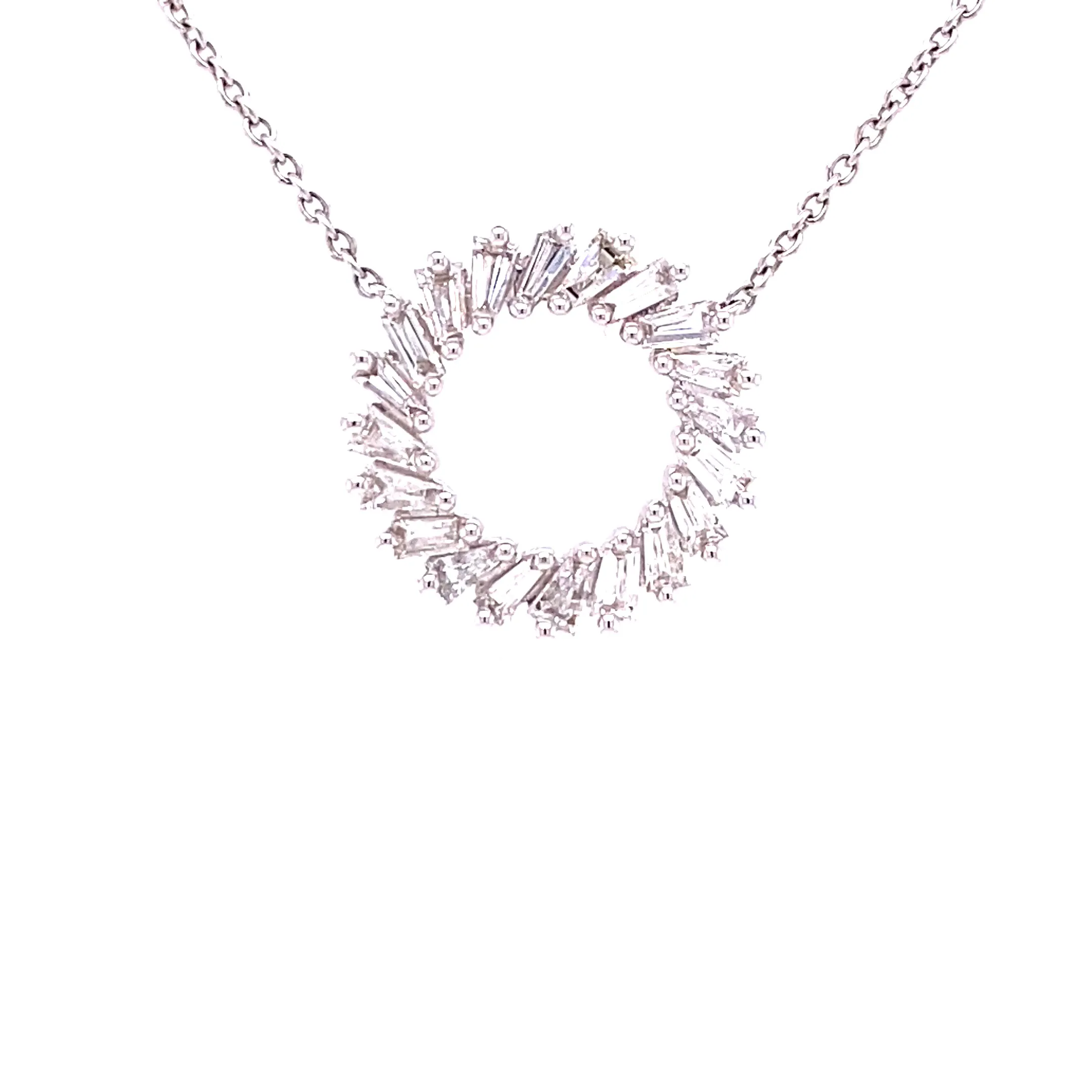 18KW Baguette Diamond Circular Fashion Pendant