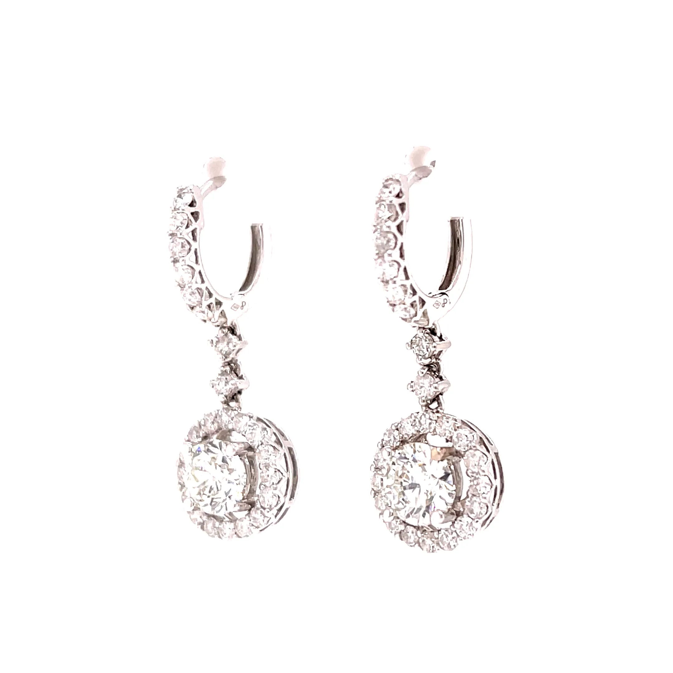 18KW Custom Diamond Hoop And Dangle Fashion Earrings