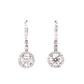 18KW Custom Diamond Hoop And Dangle Fashion Earrings