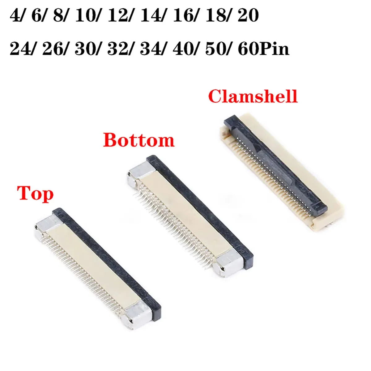 1mm FPC FFC SMT Bottom Contacts Flip Clamshell Connector