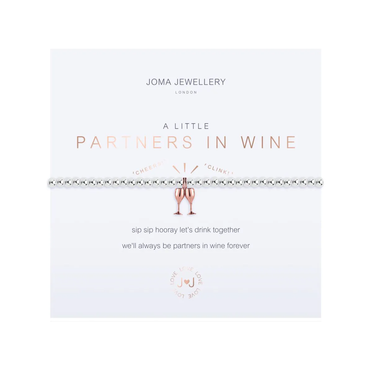 A Little 'Partners In Wine' Bracelet | Silver & Rose Gold Plated