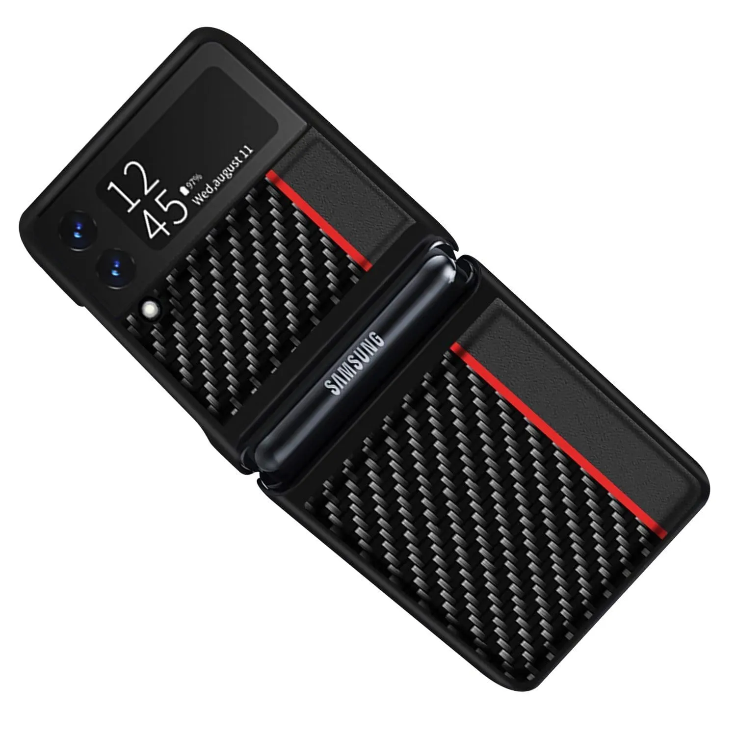 Black Carbon Fiber Design Case - Samsung Galaxy Z Flip3 and Flip3 5G