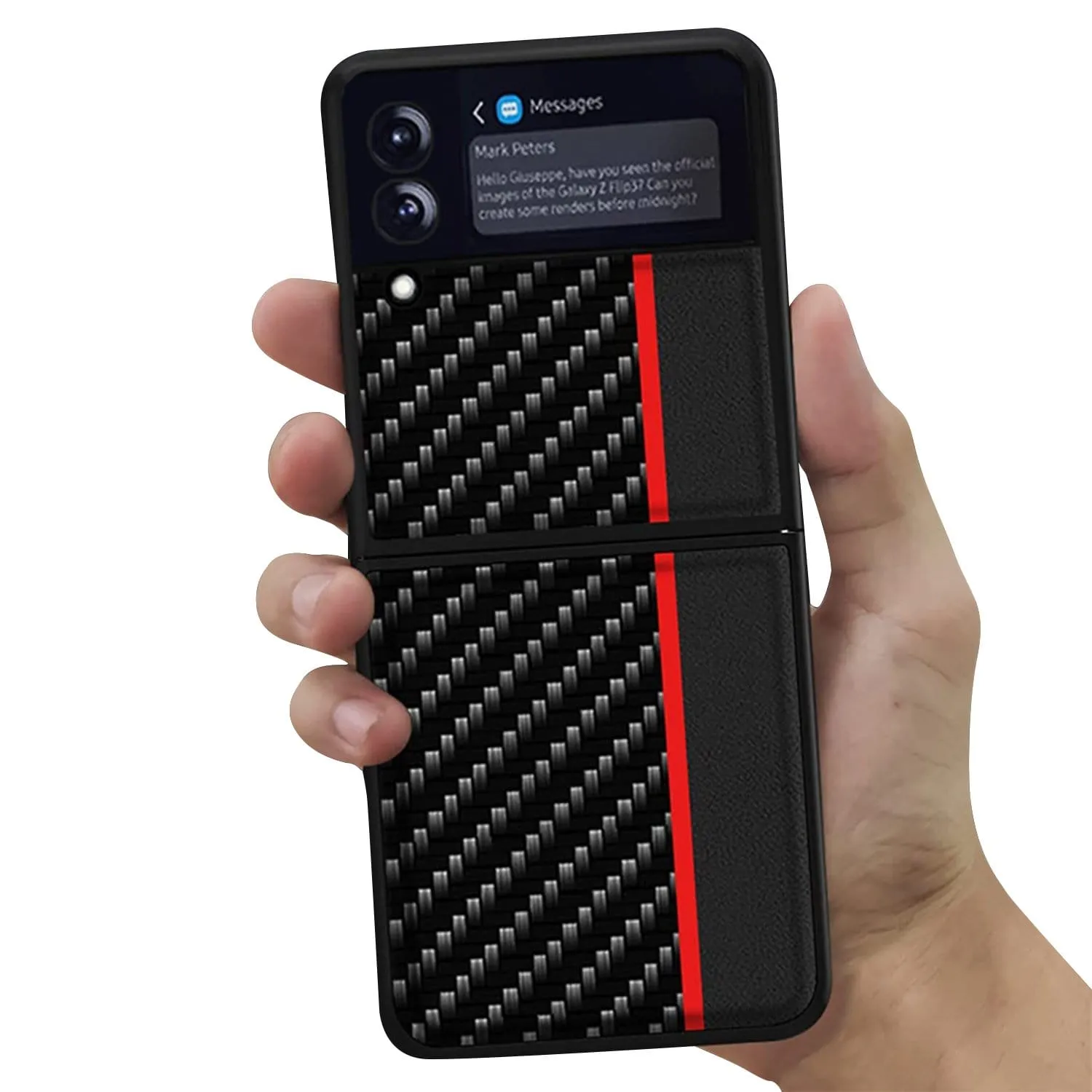 Black Carbon Fiber Design Case - Samsung Galaxy Z Flip3 and Flip3 5G