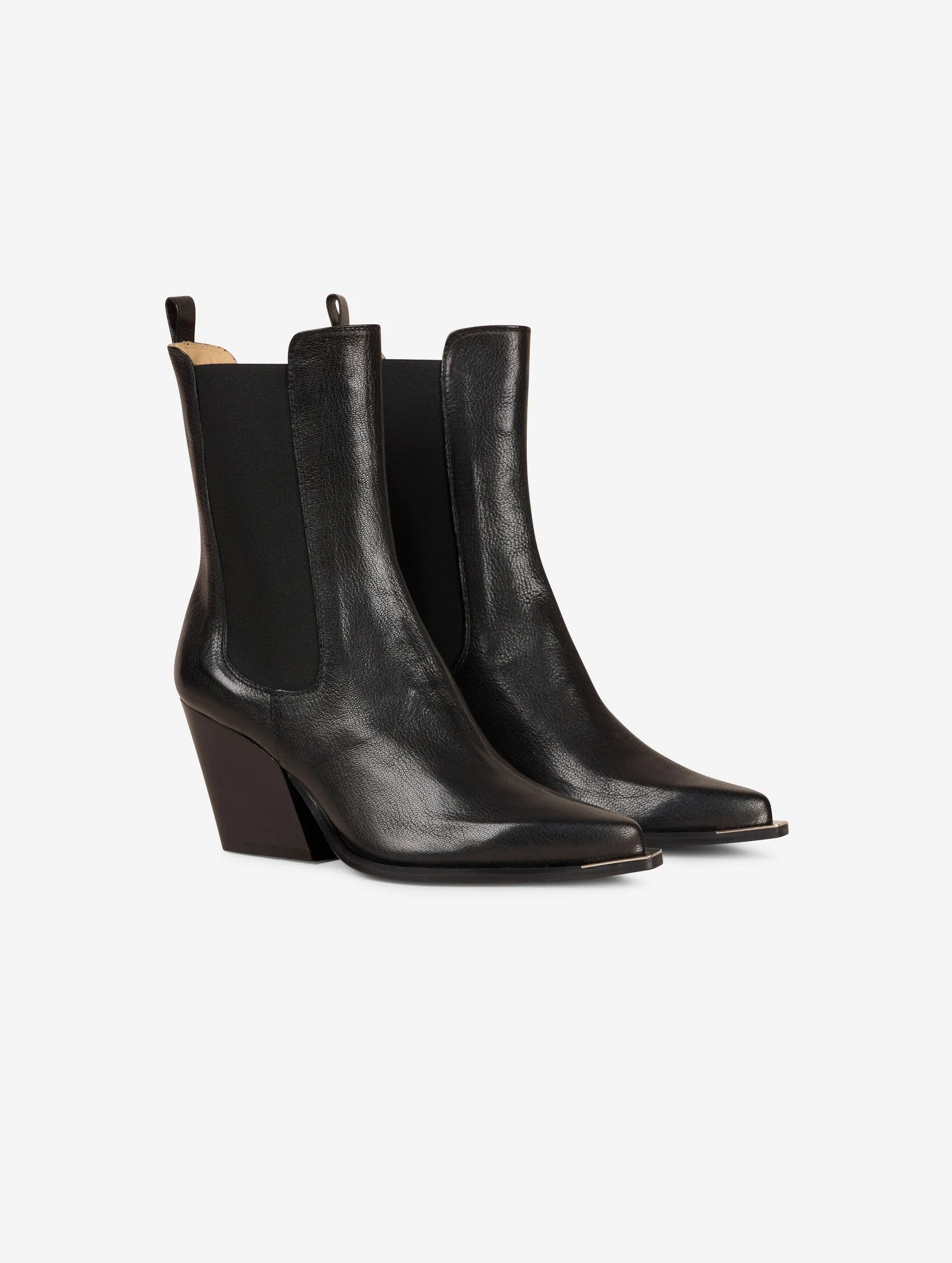 Black leather elasticated ankle boots