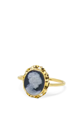 Black Mini Cameo Stacking Ring