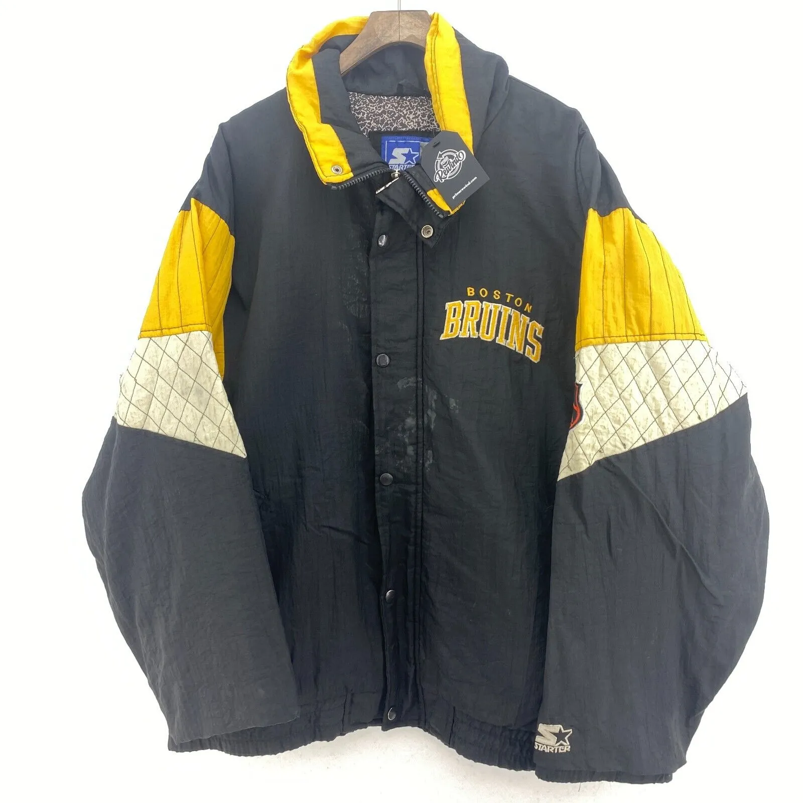 Boston Bruins Embroidered NHL Hockey Black Vintage Insulated Jacket Size L