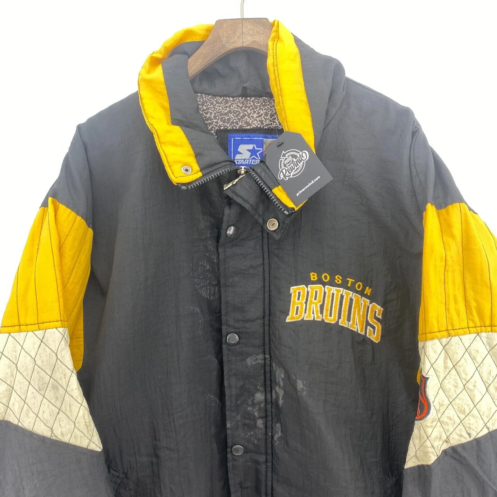 Boston Bruins Embroidered NHL Hockey Black Vintage Insulated Jacket Size L