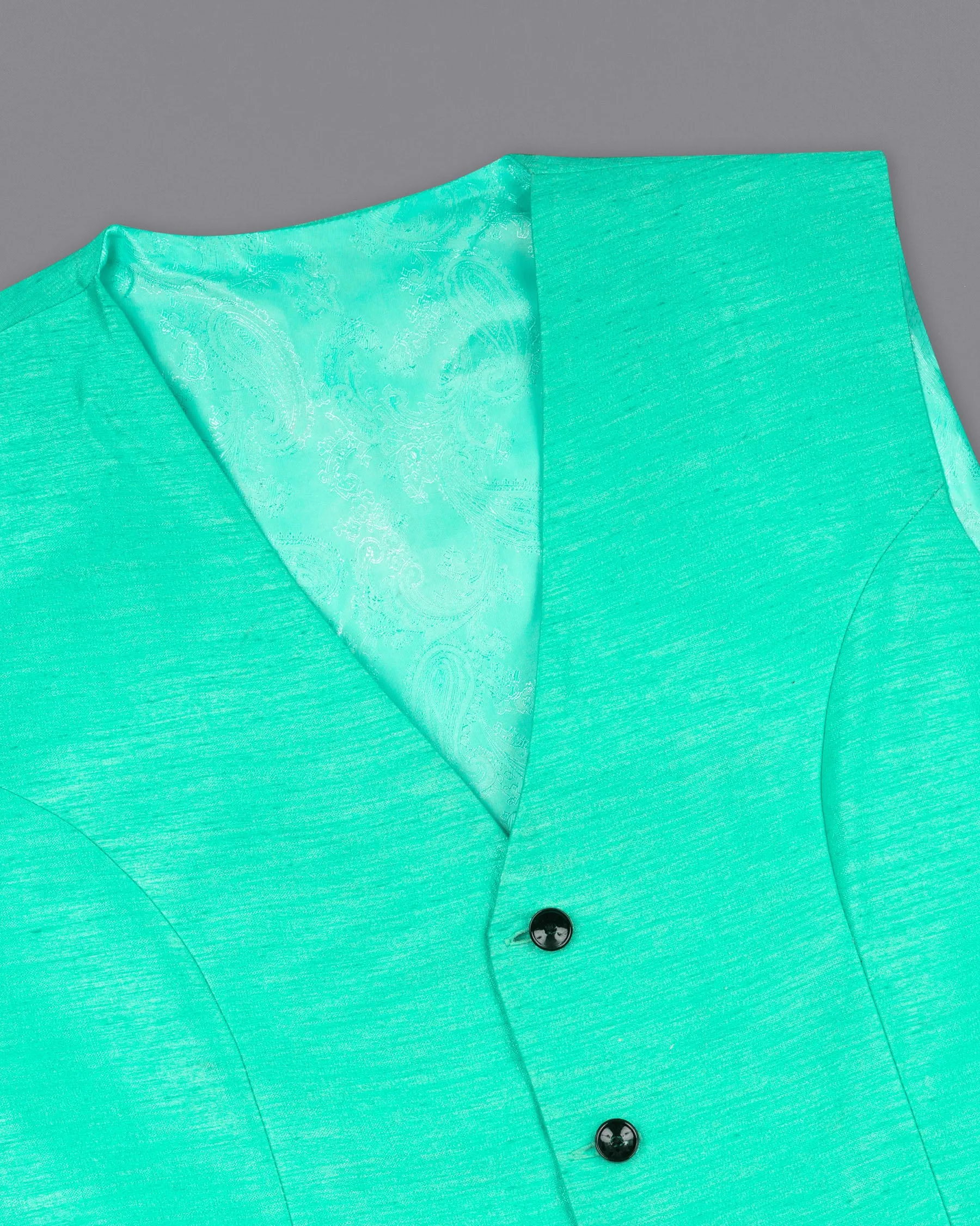 Bright Turquoise Textured  Waistcoat