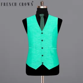 Bright Turquoise Textured  Waistcoat