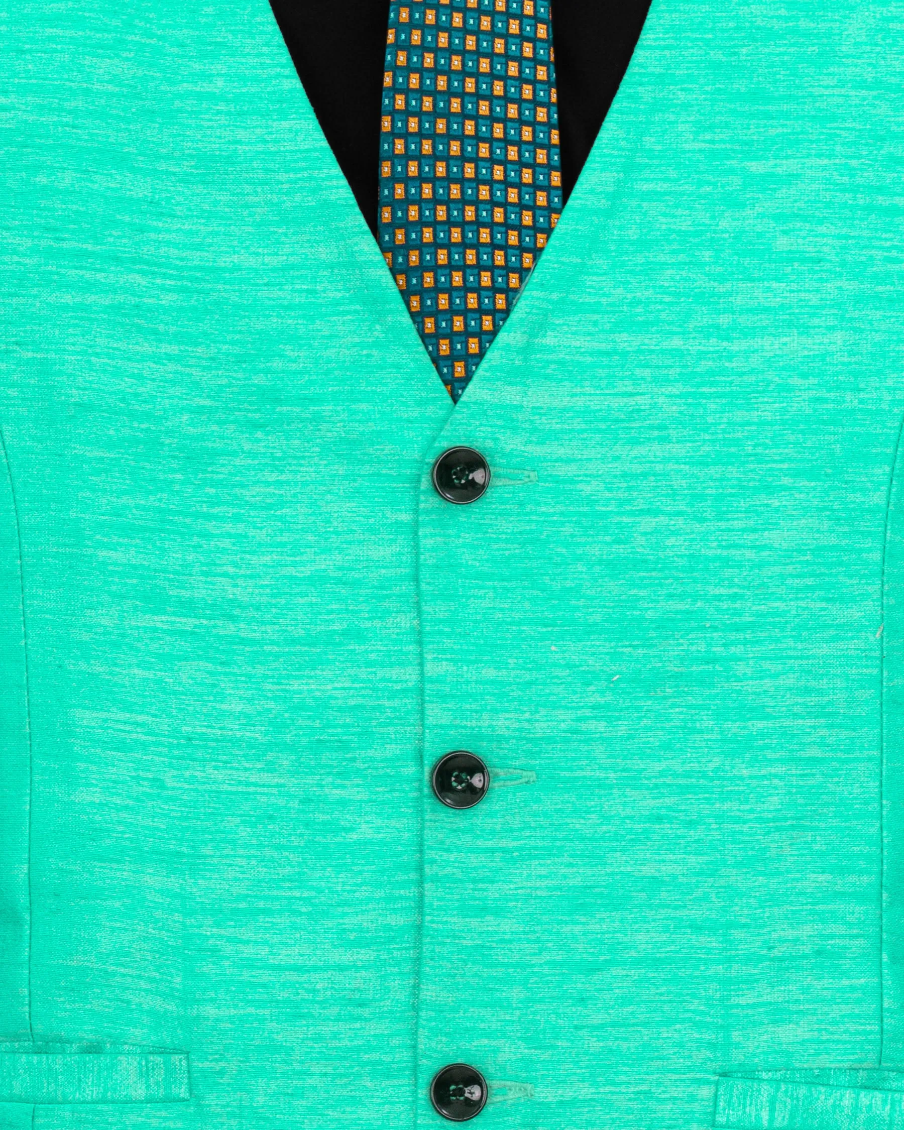 Bright Turquoise Textured  Waistcoat