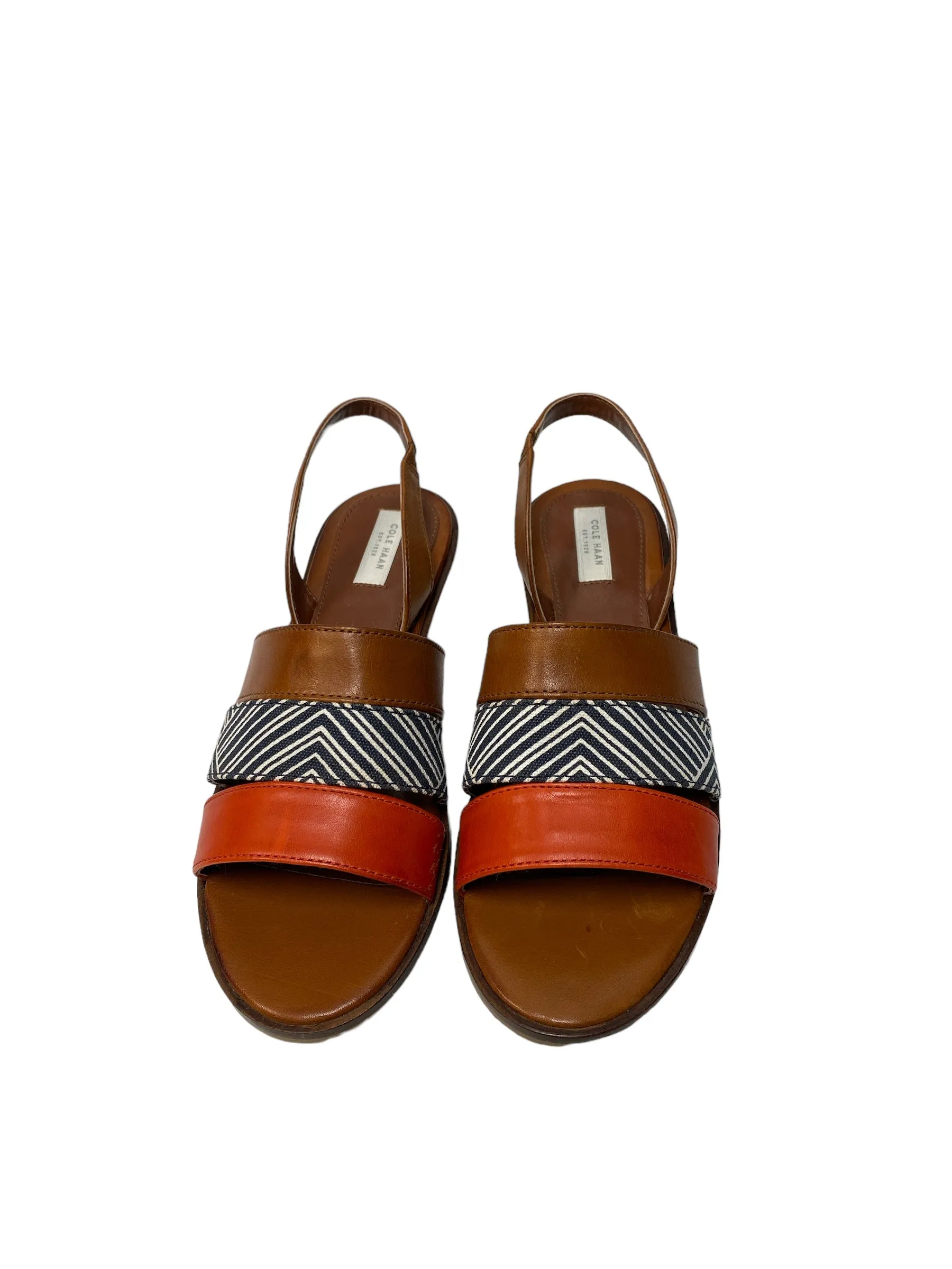 Brown & Orange Sandals Designer Cole-haan, Size 7.5