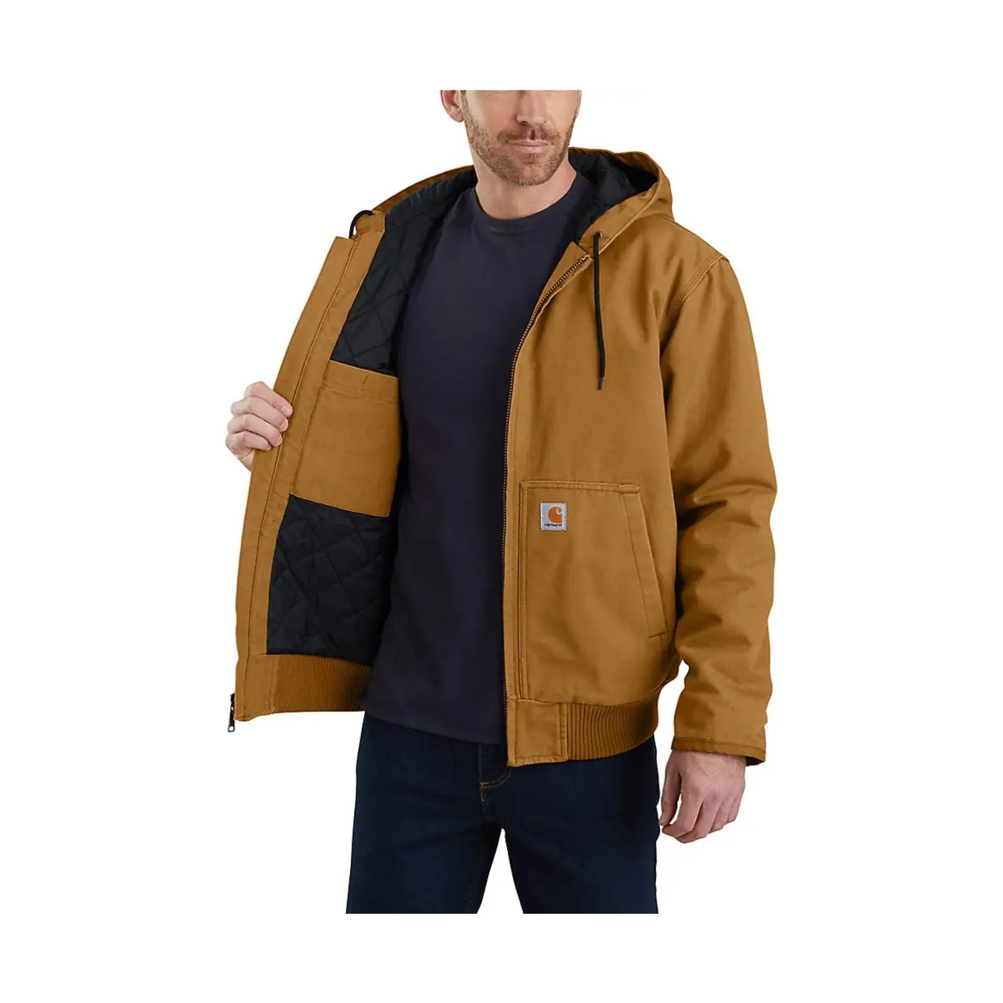 Carhartt Men's Loose Fit Washed Duck Insulated Active Jac - Carhartt Brown