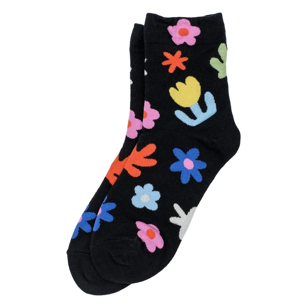 Cut Out Flower Repeat Black Socks