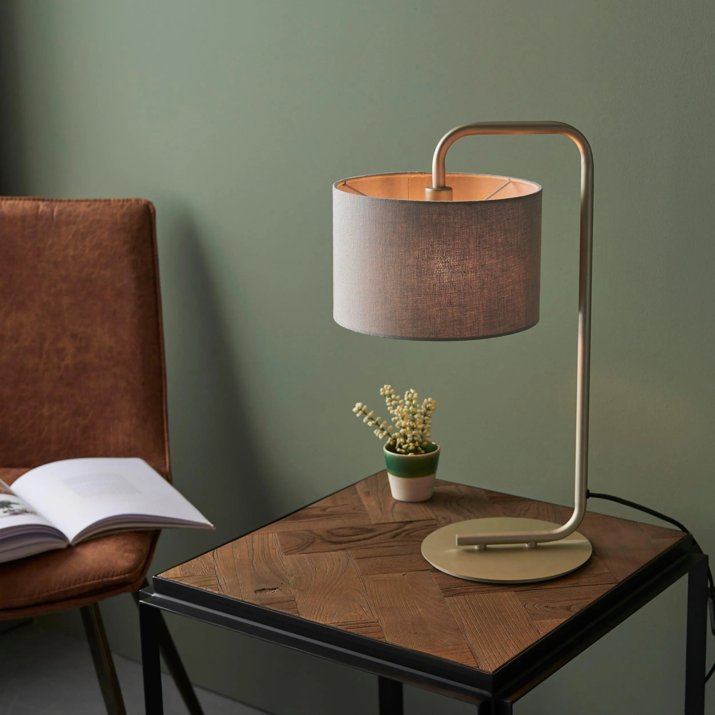 Dorset Gold Table Lamp - Slate Grey 23cm Shade