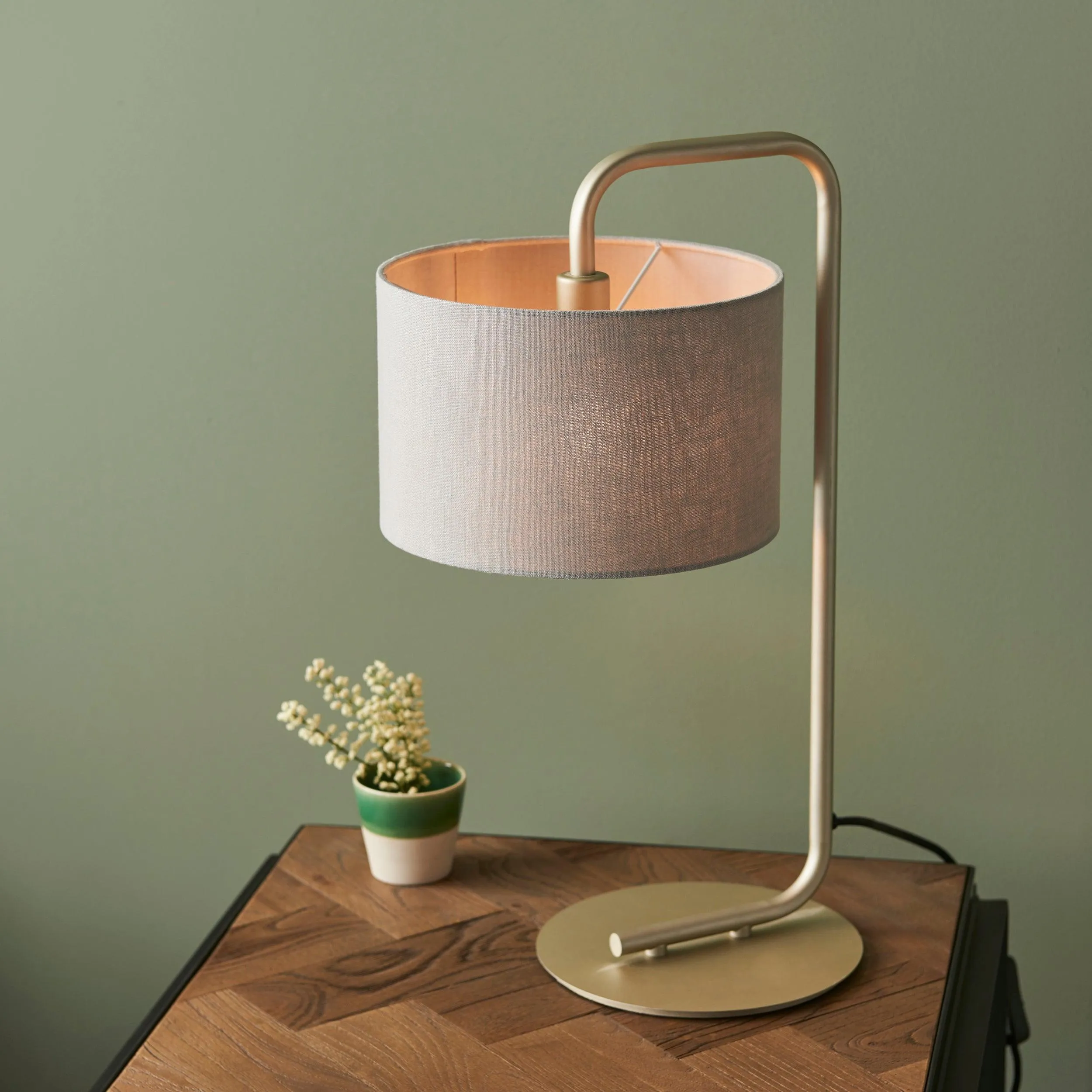 Dorset Gold Table Lamp - Slate Grey 23cm Shade