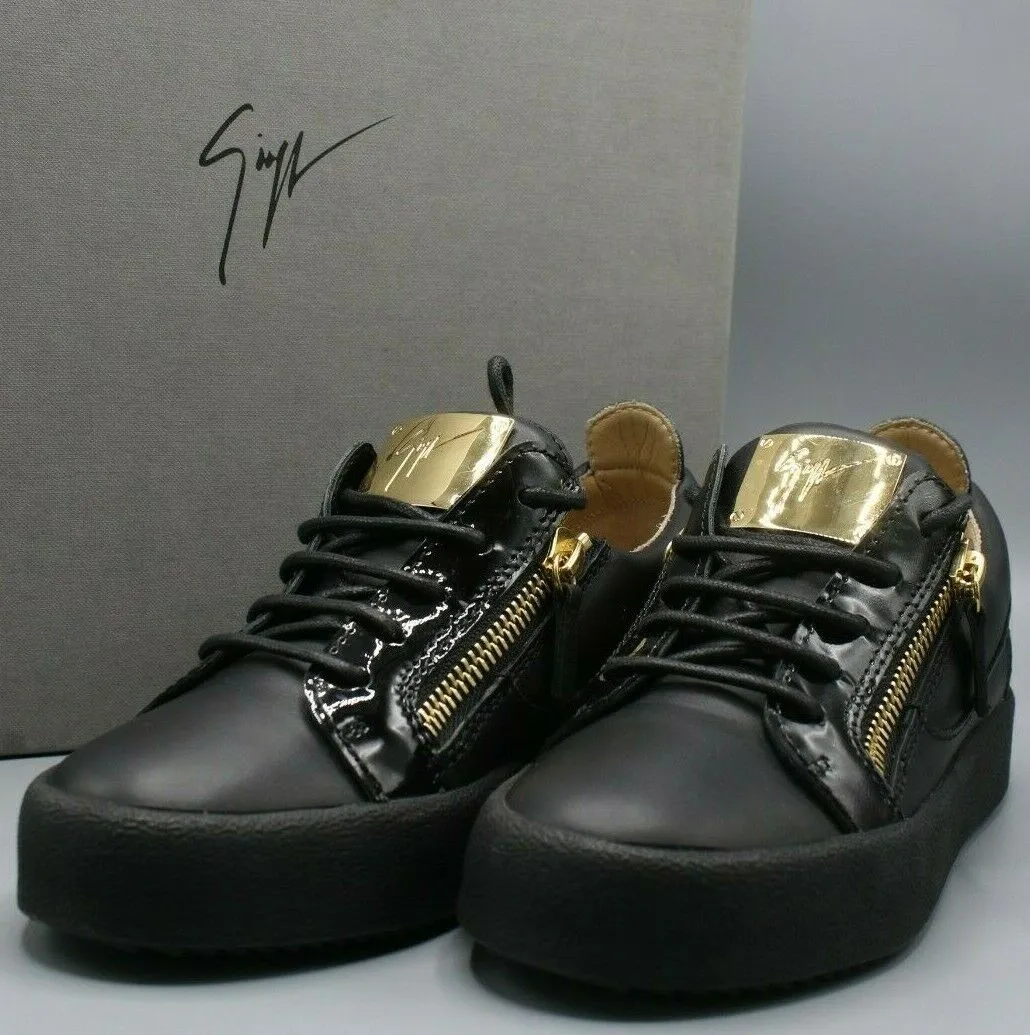 Giuseppe Zanotti May London Low-Top Black w/Gold Trim Size 36.5 EUR / 5.5 US