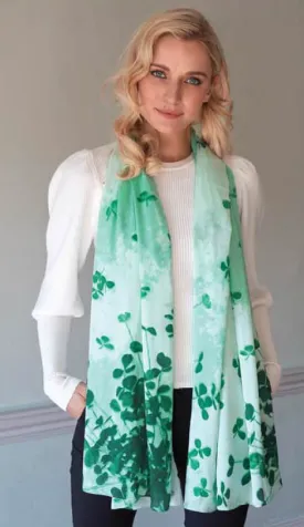 Green/White Shamrock Sprig Fashion Scarf