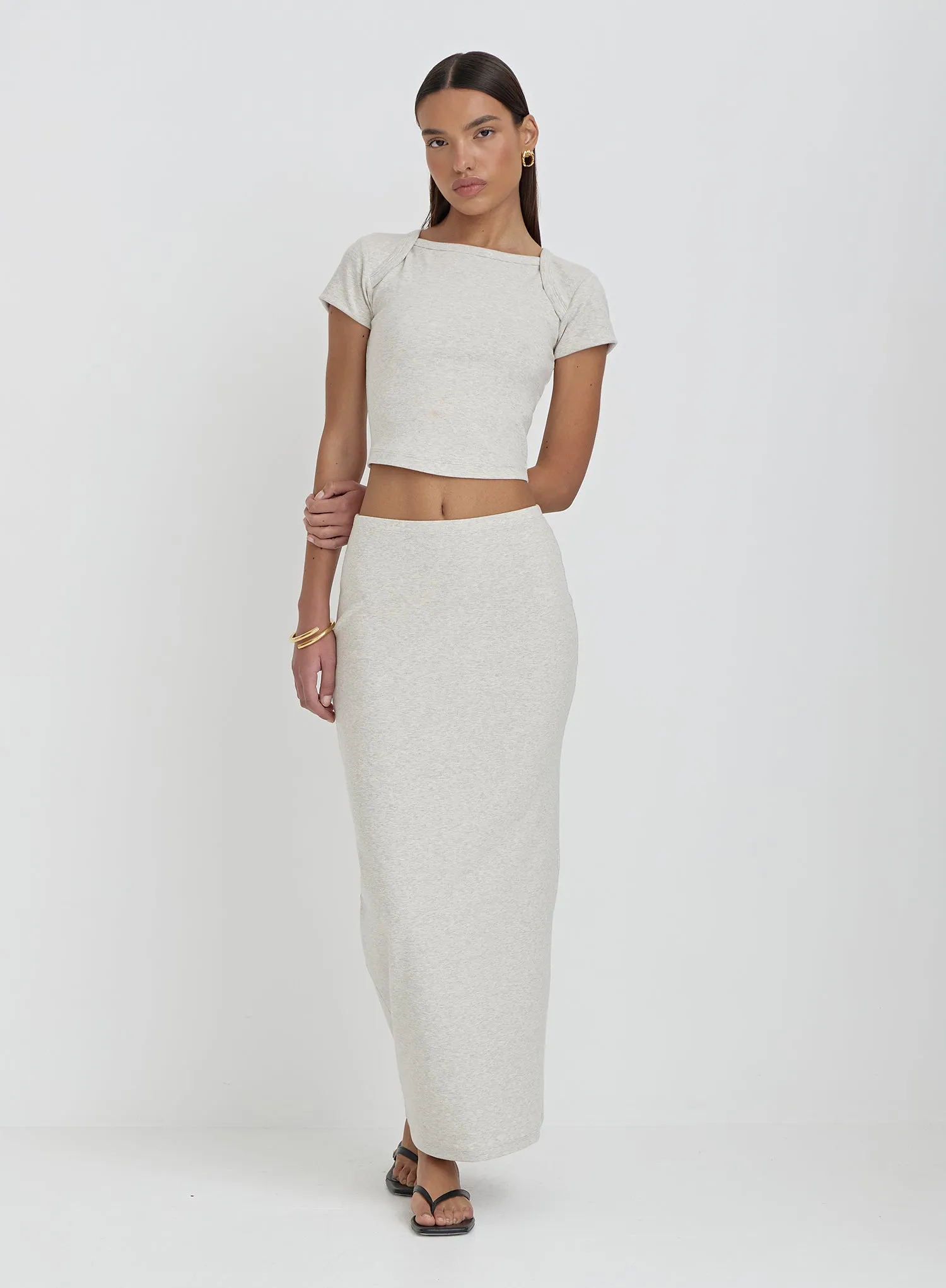 Grey Jersey Bodycon Maxi Skirt- Tillie