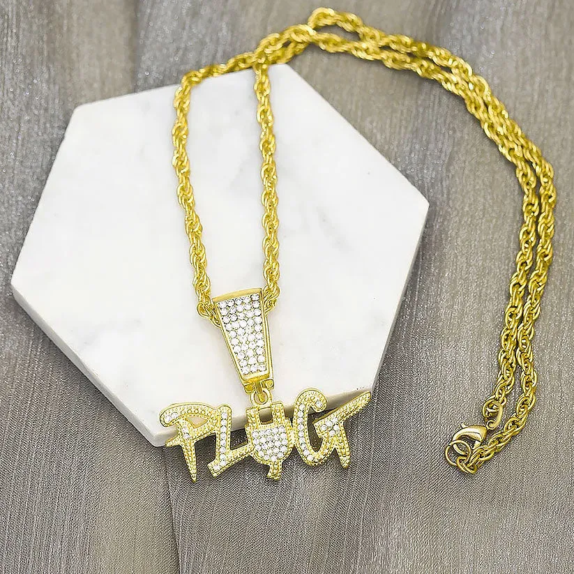 Hip Hop Fashion Letter Rhinestone Pendant