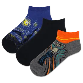 HOTSOX Women's Van Gogh/ Munch Low Cut Sock 3 Pack