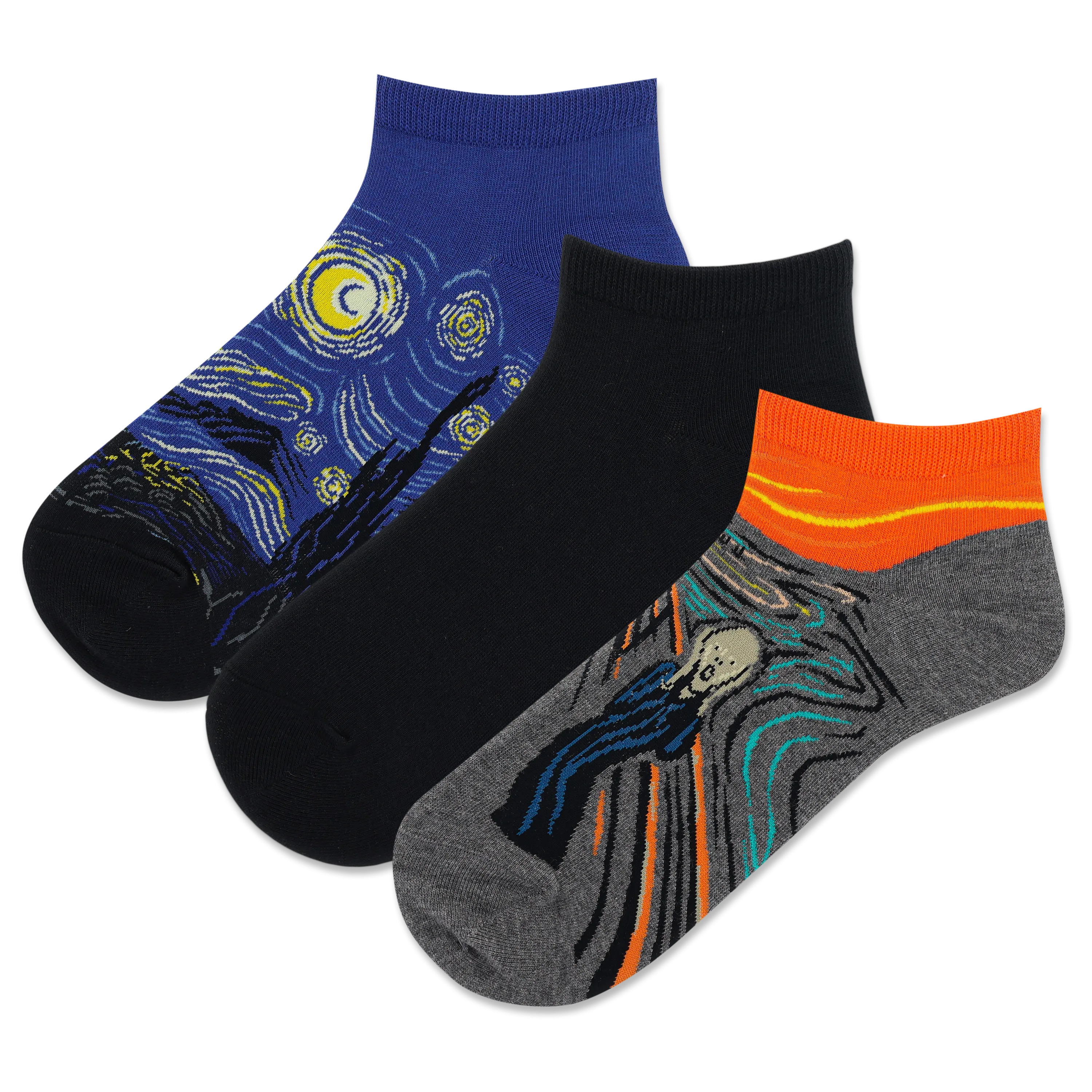 HOTSOX Women's Van Gogh/ Munch Low Cut Sock 3 Pack