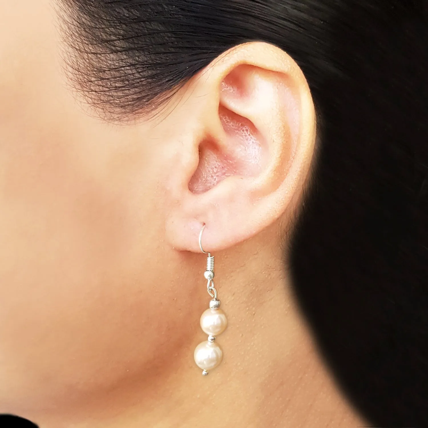 Imeora Cream 8mm Shell Pearl Earrings