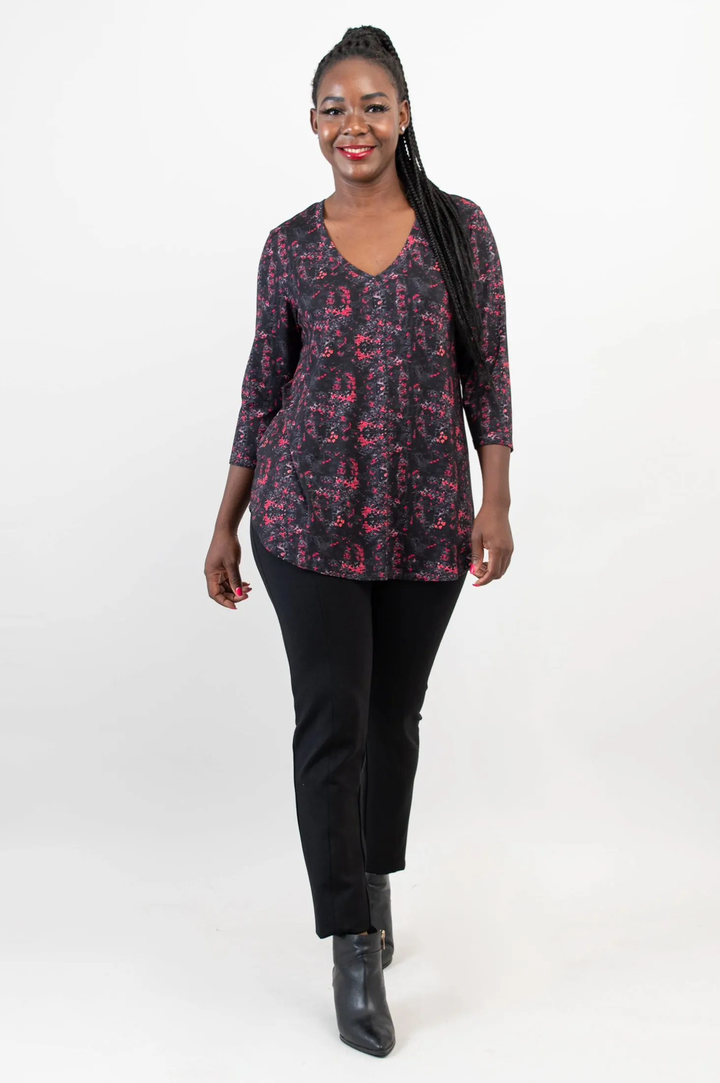 Jackie 3/4 Sleeve, Cherry Jam, Bamboo - Final Sale