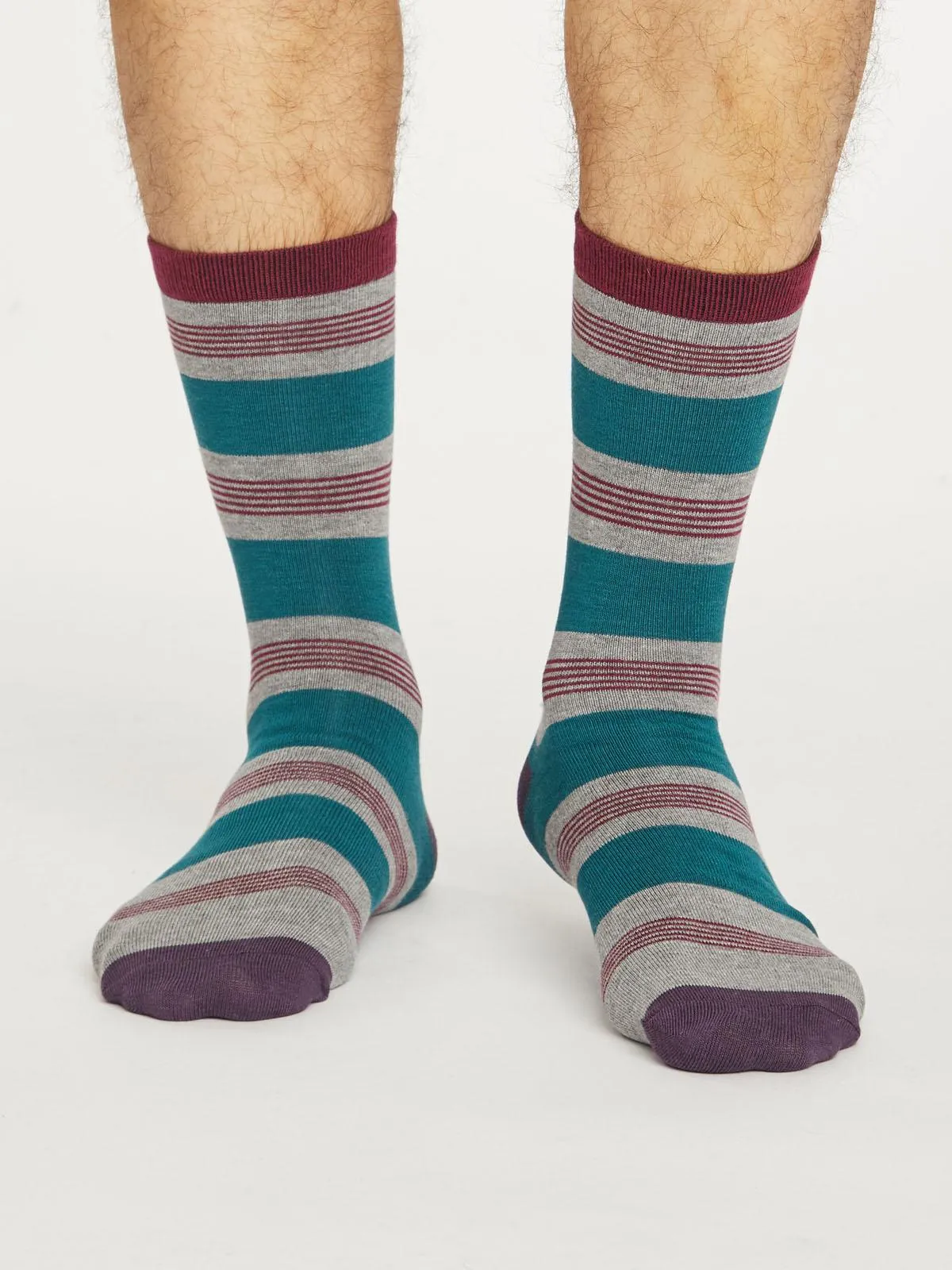 Jesper Stripe Socks - Mid Grey Marle