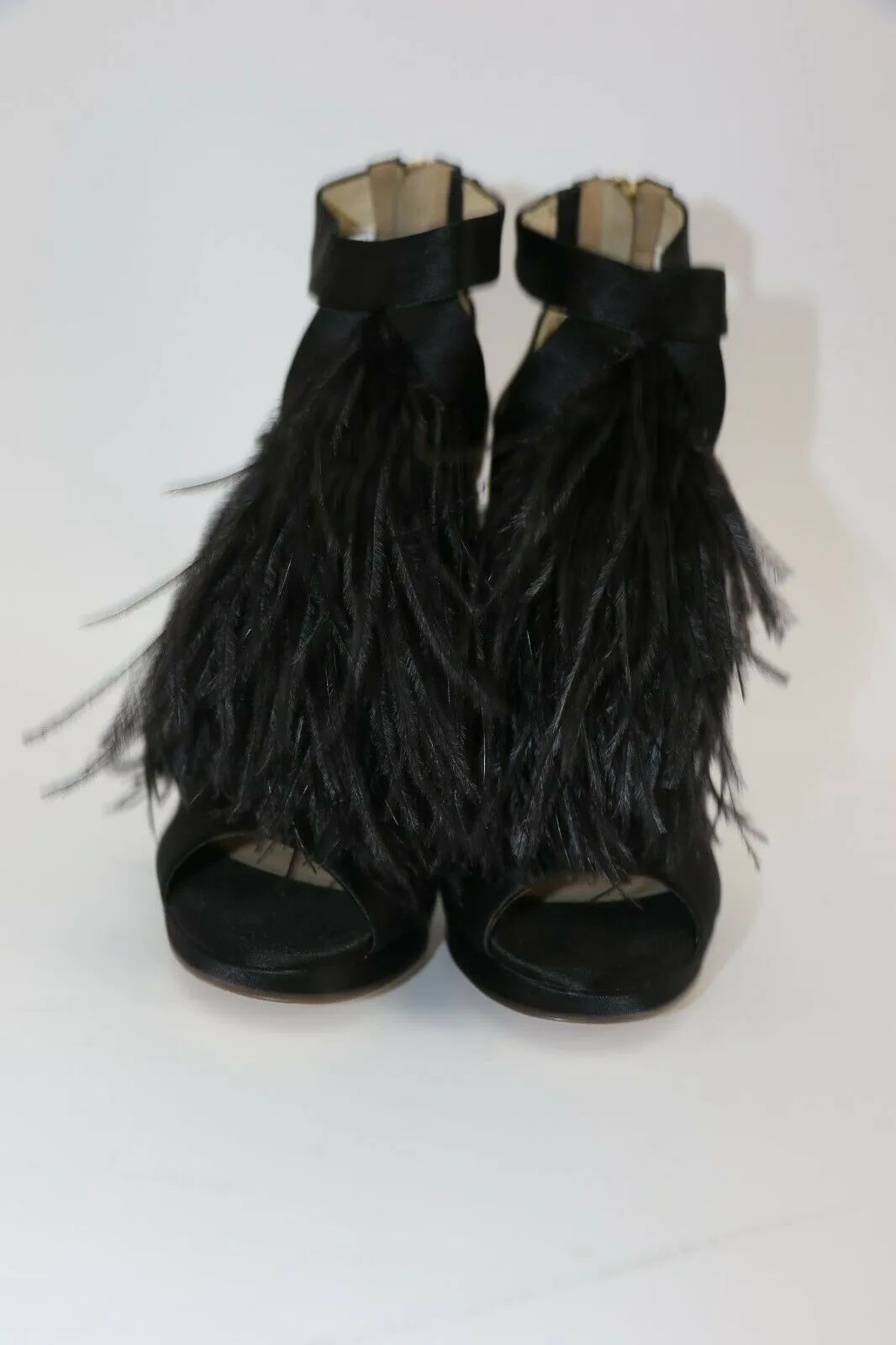 Jimmy Choo Black Ostrich Feather Teazer Sandals Size 36.5/6.5