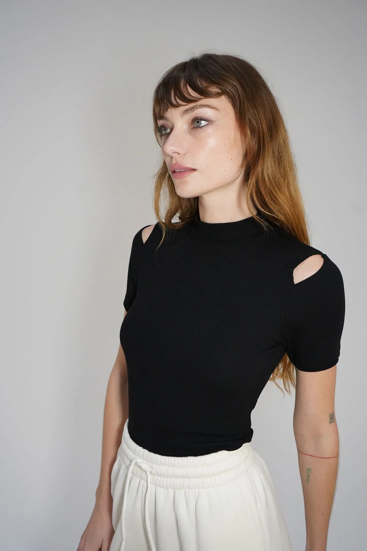 Juno Ribbed Top - Black