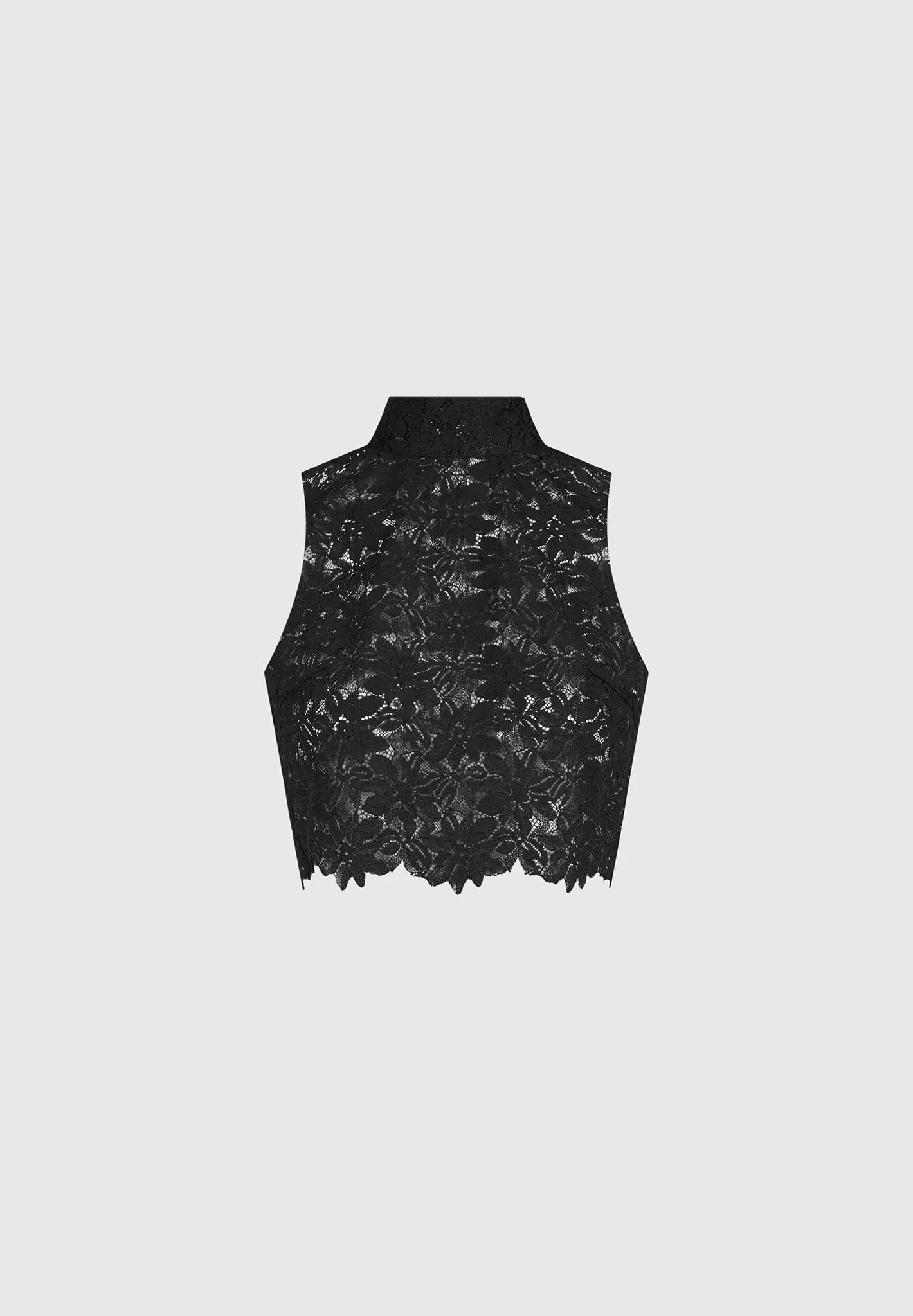 Lace Open Back Top - Black