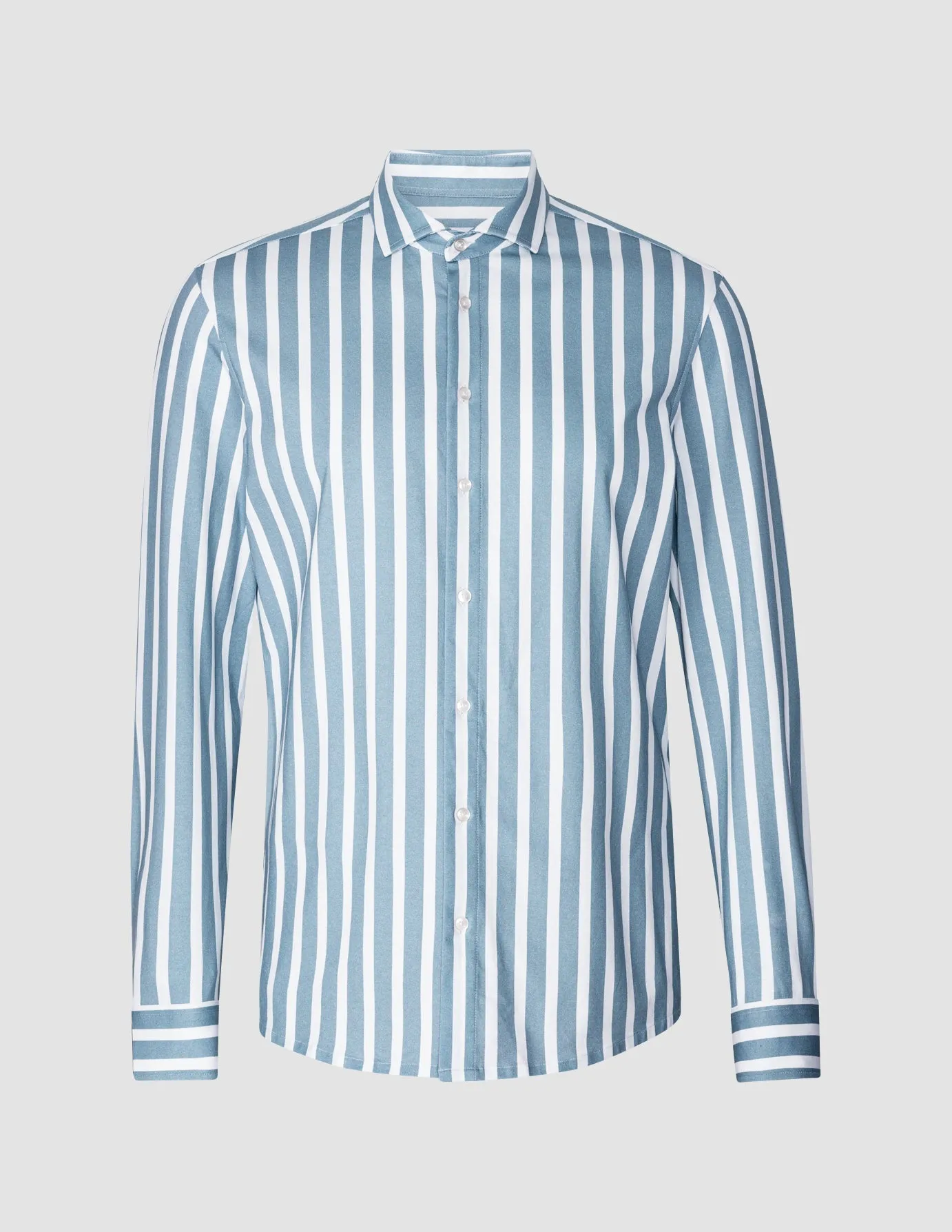 Lightweight Classic Shirt Bold Stripes Light Blue Regular