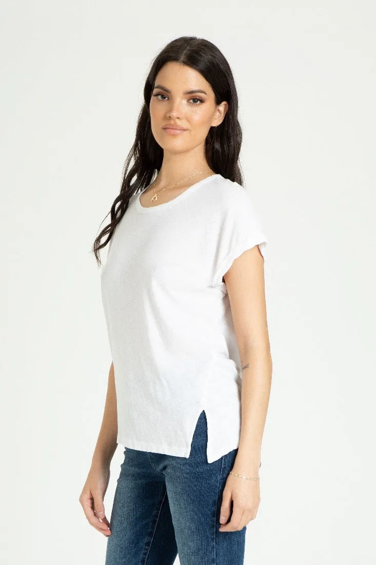 LINEN SIDE SLIT DETAIL TOP | WHITE