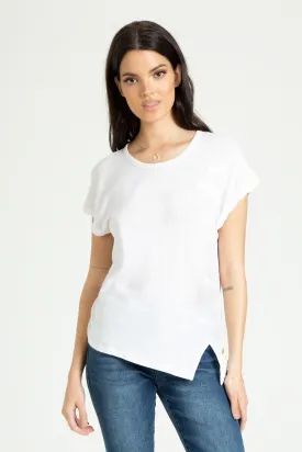 LINEN SIDE SLIT DETAIL TOP | WHITE