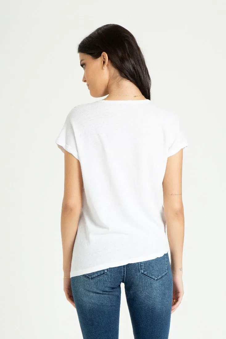 LINEN SIDE SLIT DETAIL TOP | WHITE