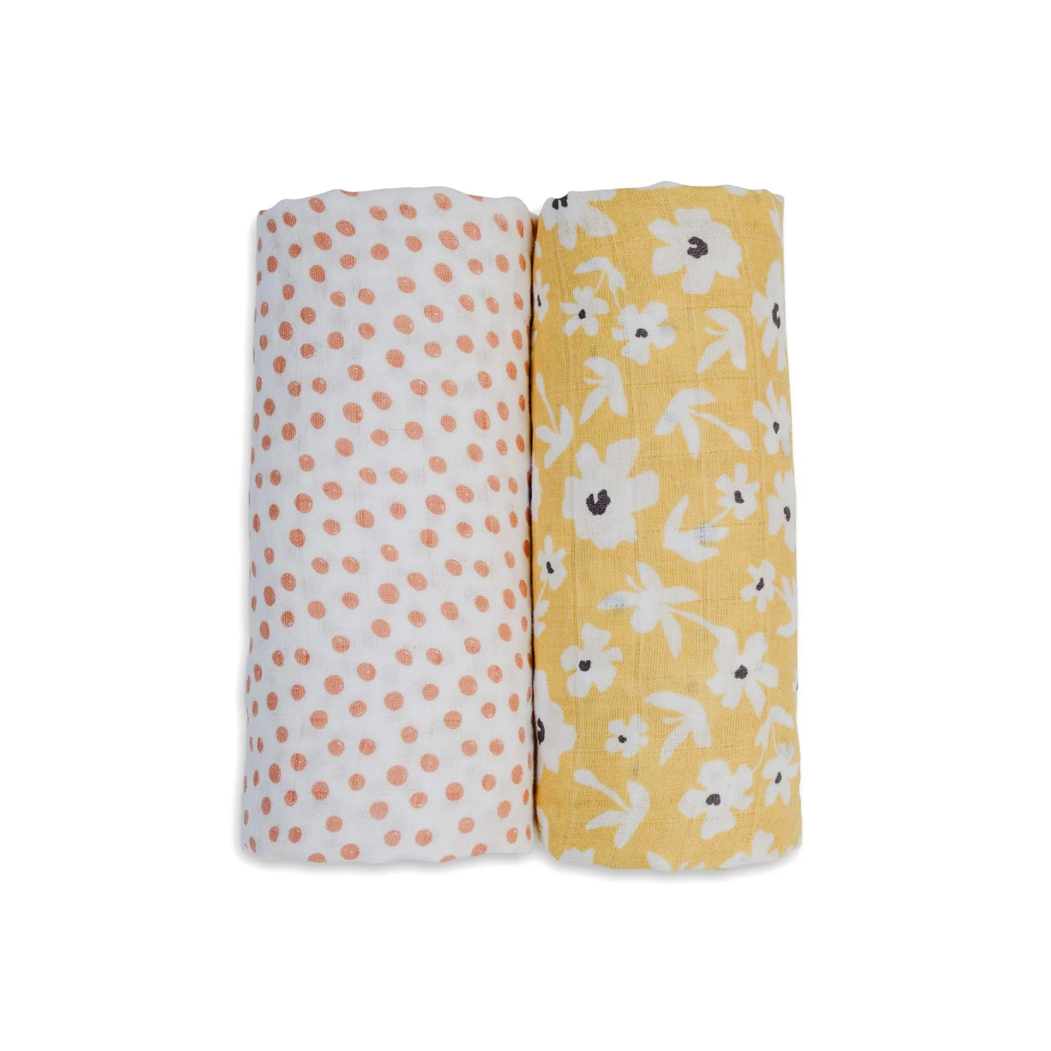 Lulujo Cotton Swaddles - Wildflower & Dots 2pk