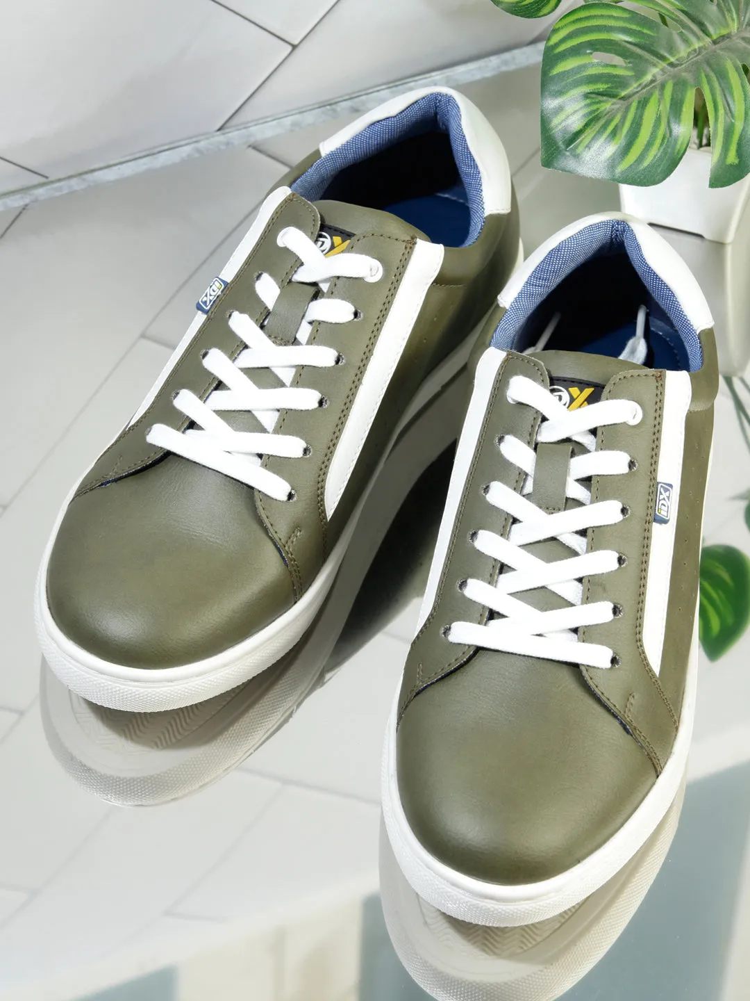 Men's Olive Lace Up Smart Casual Sneaker (IX1058)